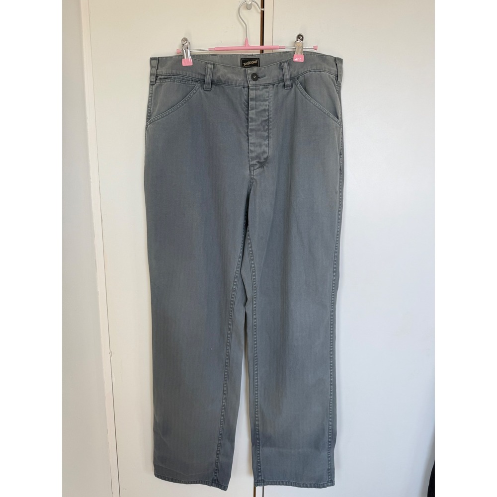 RE/DONE Carpenter Pants Mens 32 Grey Herringbone Twill Utility 740-6M5HUP